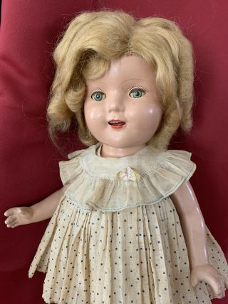 Vintage Shirley Temple 18 " Jointed Composition Doll Dress 1930s