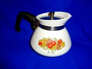 Vintage Corning Ware P - 104 6 Cup Spice Of Life Teapot W/ Metal Lid