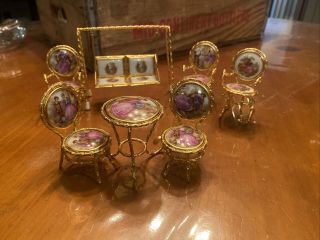 Vintage Limoges France 7 Piece Miniature Dollhouse Furniture Swing Parlor Chairs