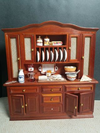 Reutter Miniature Dollhouse Filled Kitchen Cabinet Hutch Baking Accessories