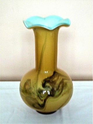 Vintage Murano Cased Glass Frilly Top Art Glass Vase.