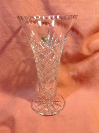Vintage Galway Irish Crystal Vase 10 " Tall Pineapple Pattern.