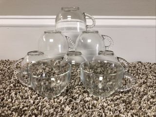 Set Of 8 Vintage Federal Glass Homestead Replacement Clear Snack Or Punch Cups
