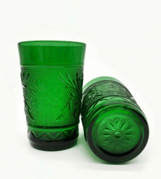 Juice Tumbler Sandwich Glass Forest Green By Anchor Hocking 5oz - 3 5/8 " Pair