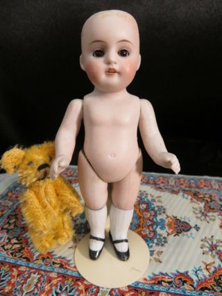 Darling Antique German All Bisque Doll 5 " 100x / 4 1/2 / 0