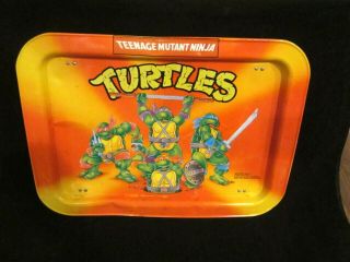 Teenage Mutant Ninja Turtles " Metal Tv Dinner Tray " Mirage Studios Vintage 1988