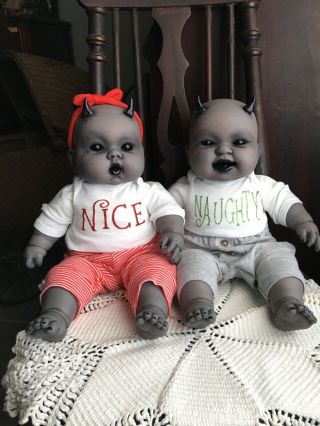 Clara & Oliver,  Creepy Ooak Horror Baby Doll.  Demon Reborn.  Elf Devil Doll
