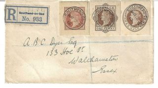 115 - 2 Mar 1912 - Qv ½d. ,  1d.  And 1½d.  Brown Cut - Outs On Cover