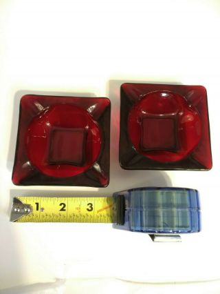 Vintage Anchor Hocking Royal Ruby Red Small Ashtray Marked 3 - 3/8 " Square