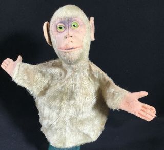 Antique Steiff Monkey Chimpanzee Rare Blonde Beige Mohair Hand Puppet