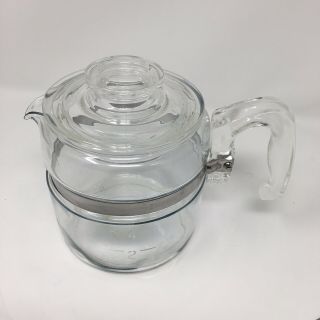 Pyrex Flameware Clear Glass Percolator Coffee Pot 4 Cup 7754b Pot & Lid Only