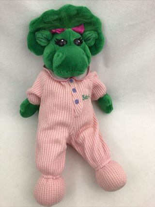 15 " Vintage 90s Barney Baby Bop Pajamas Plush Stuff Doll Lyons Green Pink