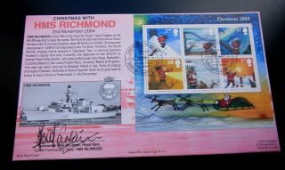 Royal Navy Hms Richmond Christmas Hms Richmond Stamp Sheet Signed & Ltd Ed