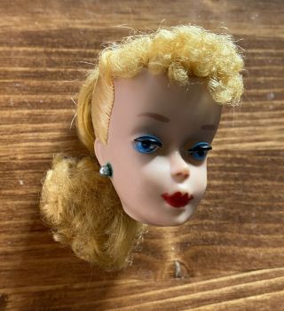 Vintage 4 Ponytail Golden Blond Barbie Doll Head Only Face Paint
