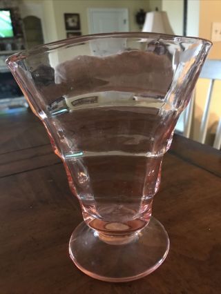 Vintage Fan Shaped Pink Depression Glass Vase