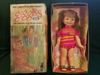 Vintage Ideal Giggles Doll Laughing 1967 Iob