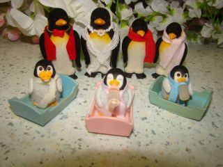 Sylvanian Families Vintage De Burgh Penguin Family Figures Babies Baby Rare