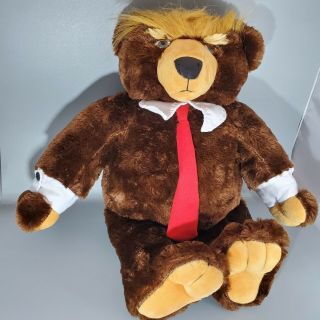 Donald Trump Deluxe Plush Stuffed Trumpy Bear w/attached USA flag Blanket 22” 3