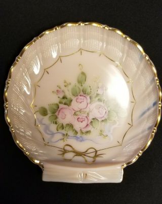 Cambridge Crown Tuscan Rose Painted 7 " Shell Plate