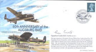 Mf2e Wwii Avro Lancaster Raf Cover Signed Ron Curtis Dso Dfc 100,  Ops