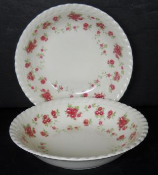 Johnson Brothers England China Rambler Rose Fruit Bowl - Set Of Two (2) @ 5 - 1/4 "