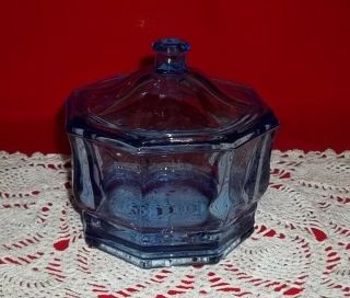 Vintage Indiana Glass Concord Light Blue Octagon Candy Dish With Lid -