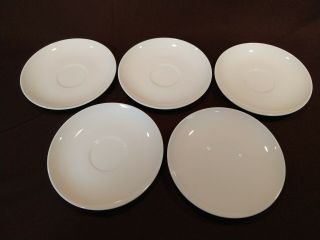 Set Of 5 Vintage Centura By Corning White Coupe 6 " Coffee Tea Cup Saucers