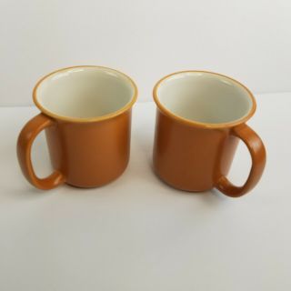Set of 2 Vintage CROWN CORNING Coffee Cup Mugs Sonora White & Terracotta JAPAN 3