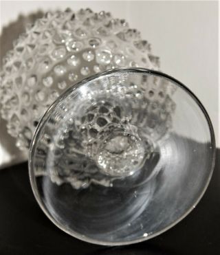 Vintage Hobnail Pedestal Glass Clear Ivy Ball Vase Crimped Top Duncan Miller 3