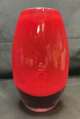 Large Vintage Red Murano Italian Glass Vase 25cm Tall