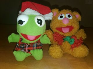 Vintage 1987 Christmas Kermit The Frog And Fozzie Bear Plush Mcdonald 