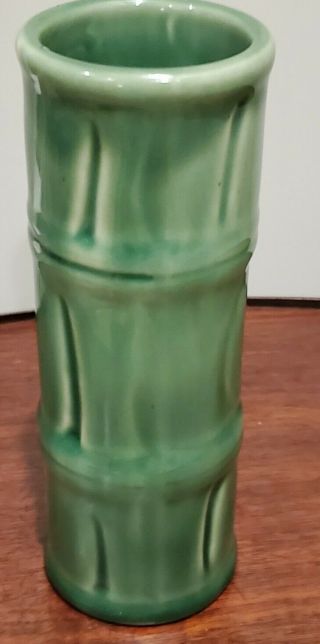 Vintage Libbey Bamboo Tiki Tall Green Ceramic Cocktail Mug