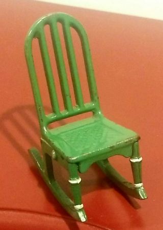 Antique Arcade Dollhouse Rocking Chair Cast Iron Green 6988