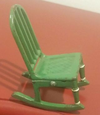 Antique Arcade Dollhouse Rocking Chair Cast Iron Green 6988 3