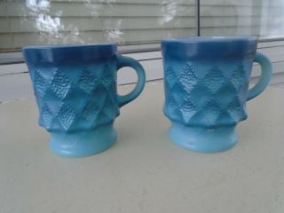 Pair Vintage Anchor Hocking/ Fire - King Kimberly Coffee Mug/cup Ombre Blue