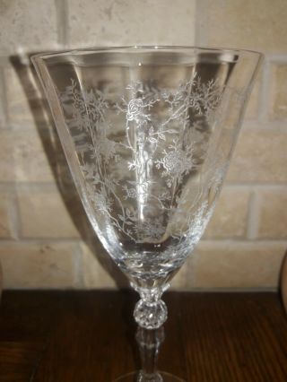 Fostoria Glass Chintz Water Goblet 6026 Greenbriar Blank 8 oz made 1940 - 1973 2
