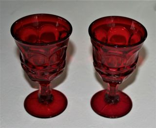 Fostoria Argus Ruby Red 4 1/2 In Stemmed Footed Goblets - Set Of 2 -
