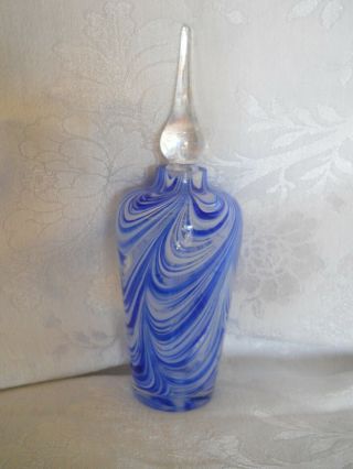 Vintage Blue Murano Art Glass Perfume Bottle Stopper Bottle 6 " Tall
