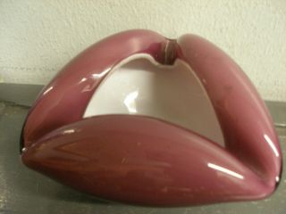 Vintage Italian Cased Art Glass Ash Tray Bowl Purple Amethyst - White Interior