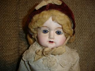 Antique Old 24 " Patent Washable Paper Mache Bisque Head Doll 1880 