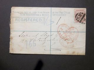Gb Stationery 1881 Qv 2d Registered Envelope,  1d 