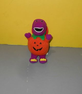 2000 Lyons Group Chosun 7 " Barney Purple Dinosaur Pumpkin Plush & Halloween Book