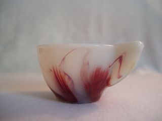 Vintage Akro Agate Oxblood Red Swirl Slag/milk Glass Childs Tea Set Cup