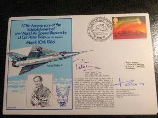 Rnsc Raf Cover - Air Speed Record - Signed Lt Cdr Peter Twiss & Sir M Slattery