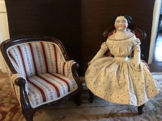 Two Vintage Style Upholstered Chairs For Large Doll Or Child 2