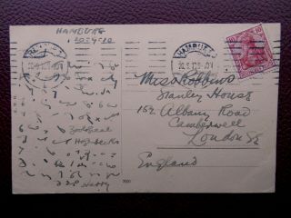 1910 Secret Code Cipher Message Hamburg Germany To Robbins Camberwell London 2