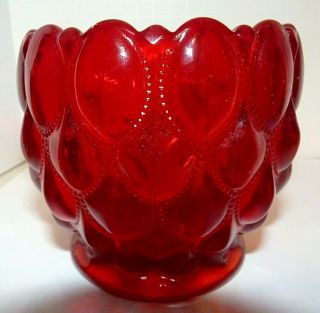 Mosser Ruby Bowl Candy Dish Vase Elizabeth Teardrop Beads Design Red 4 " Tall