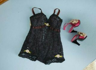 Madame Alexander Cissy Doll Vintage Black Chemise With High Heel Shoes Slippers