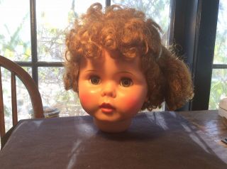 Head Only Vintage 35 " Ideal Patti Playpal Doll G 35 Brown Hair Brunette Pretty