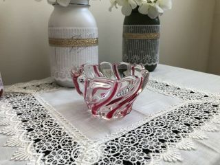 Vintage Mikasa Peppermint Swirl Clear Glass Bowl Or Candleholder Very Elegant 2
